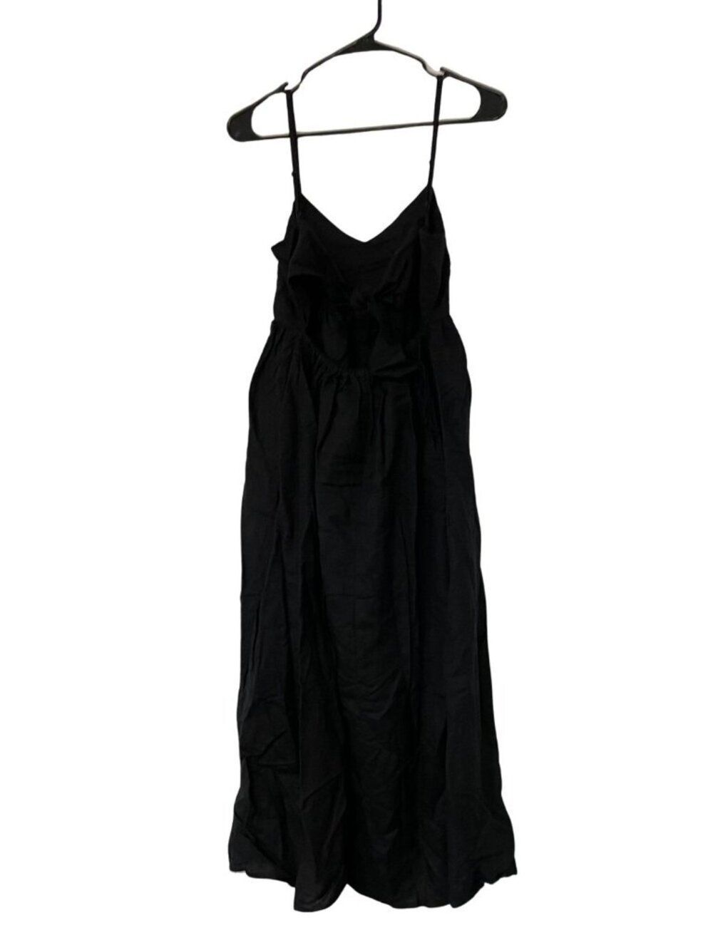 Oysho Womens Dress Small Black Midi Sundress Linen viscose Beach 0777/190 NWT